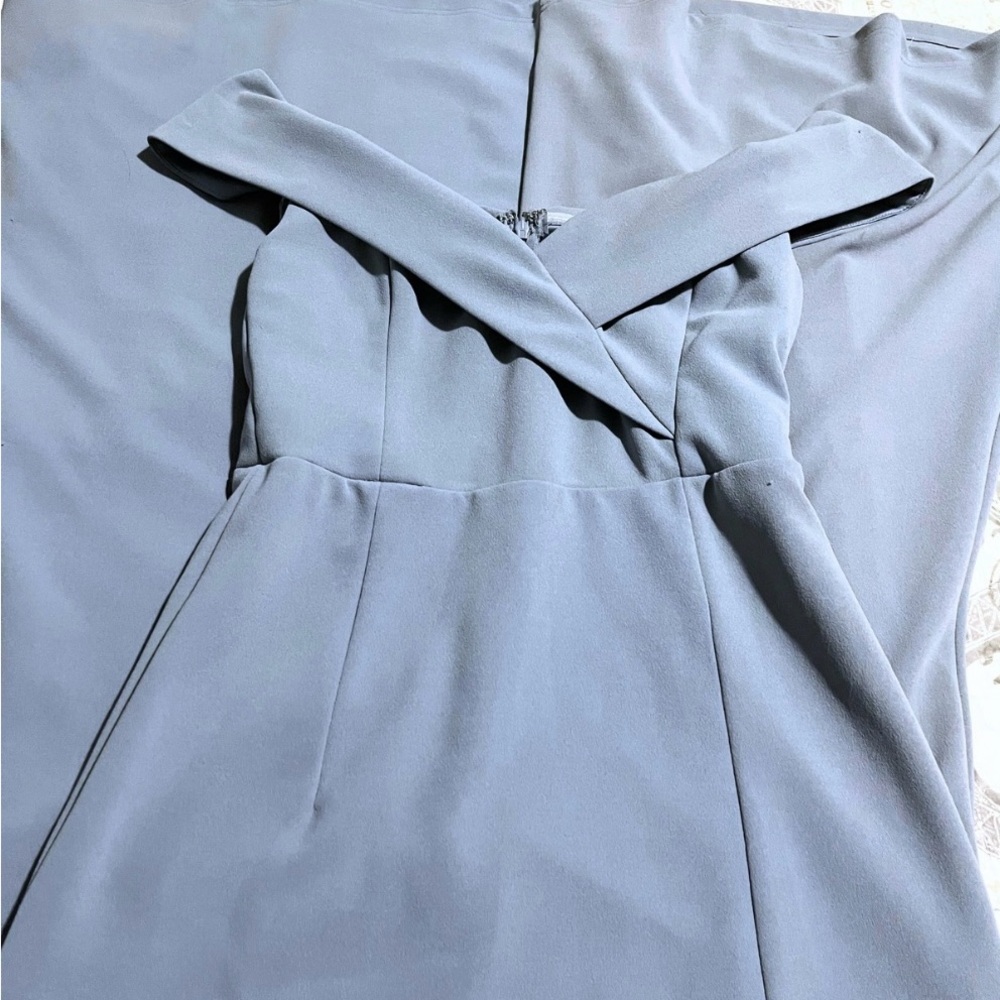 Lulus Blue Gray Off-Shoulder Dress